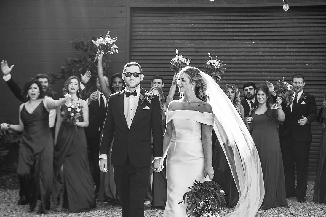 Cinematic black-and-white sparkler grand exit